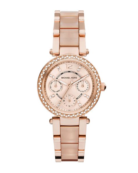 michael kors mini parker ladies watch rose gold|Michael Kors parker chronograph.